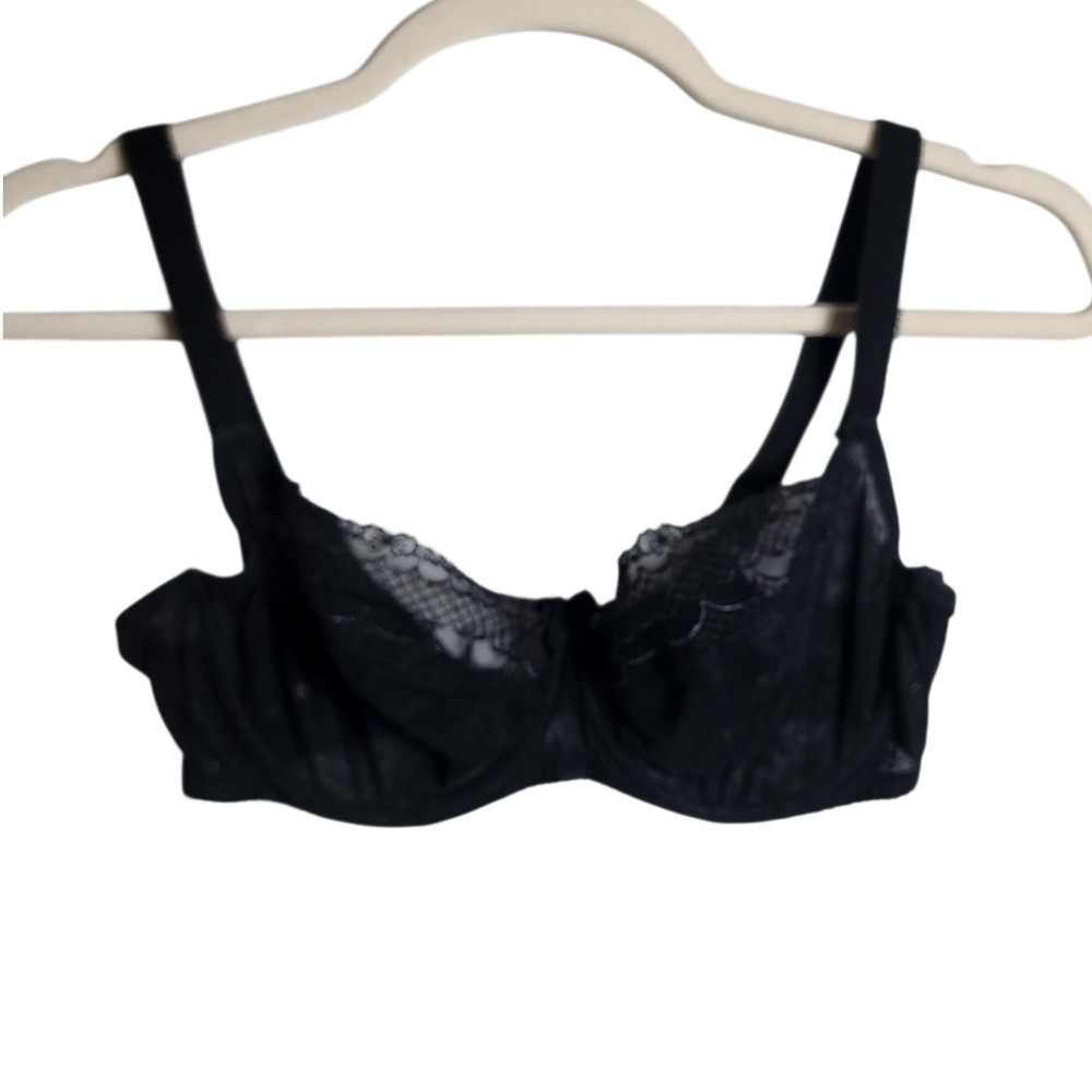 Cleo by Panache Marcie Balconnet Bra Black Lace Underwire 38E RN111069